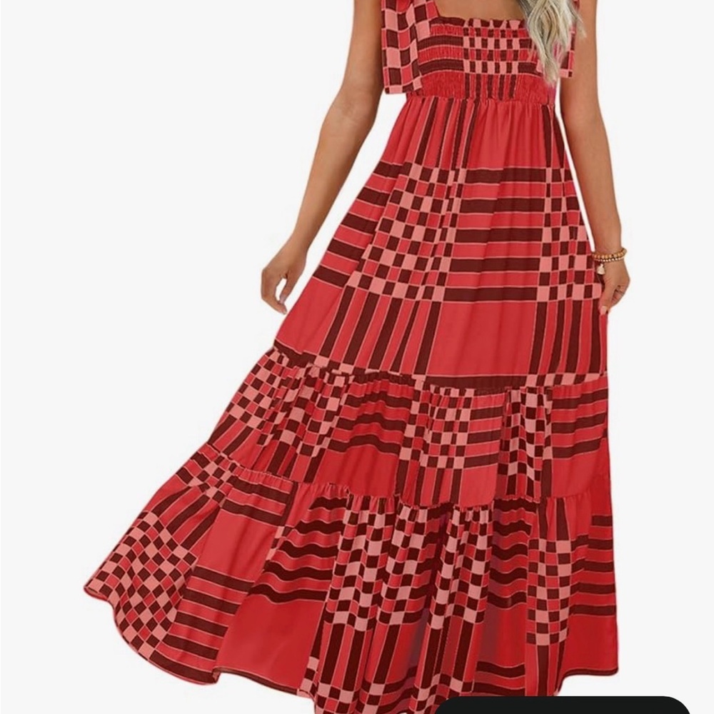 Red Patterned Maxi Dress